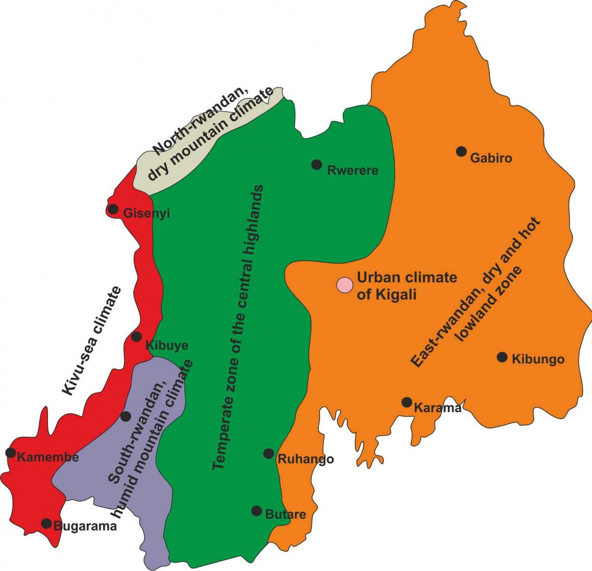 mapa de Ruanda clima