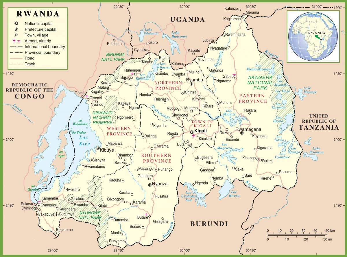 mapa de Ruanda político