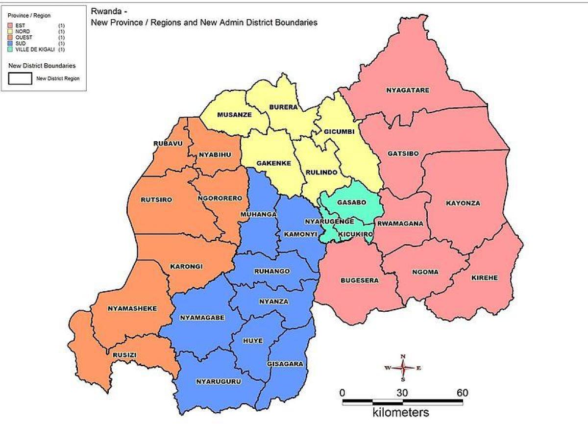 mapa de Ruanda setores