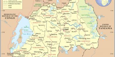 Mapa do mapa administrativo de Ruanda